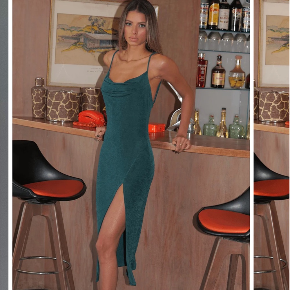 Carter Slip Dress, Emerald Green